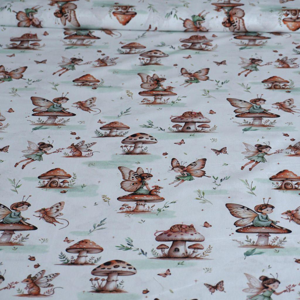 Baumwollstoff Motivdruck Feen und Mäuse